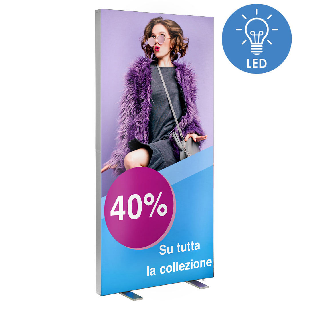 Totem Luminoso a LED Portatile con Stampa su Tessuto